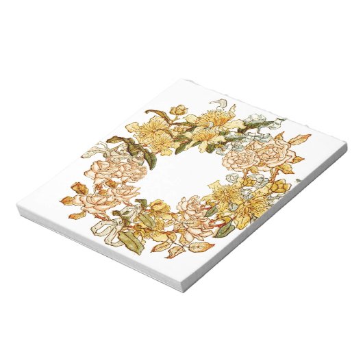 Bloemen Lente krans Bloem Roze Bloemen Art Notitieblok (Linkerzijde)