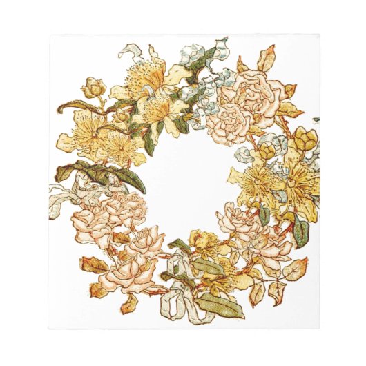 Bloemen Lente krans Bloem Roze Bloemen Art Notitieblok (Voorkant)