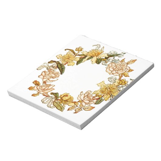 Bloemen Lente krans Bloem Roze Bloemen Art Notitieblok (Linkerzijde)