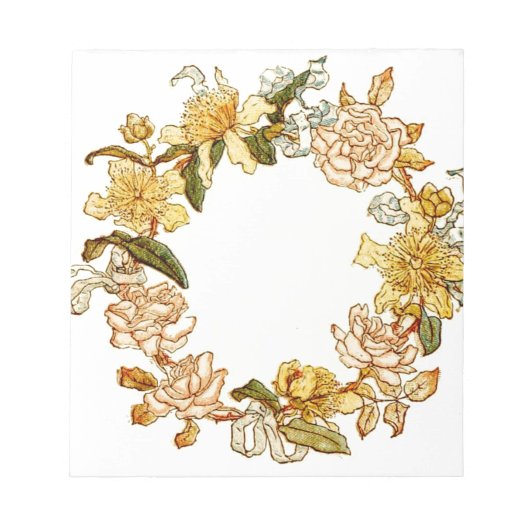 Bloemen Lente krans Bloem Roze Bloemen Art Notitieblok (Voorkant)