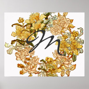 Bloemen Lente krans Bloem Roze Bloemen Art Poster