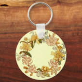 Bloemen Lente krans Bloem Roze Bloemen Art Sleutelhanger (Voorkant)