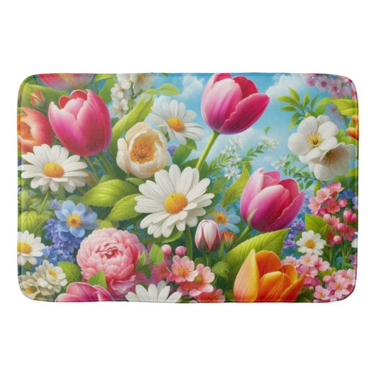 Bloemen/lente kunstwerk badmat (Voorkant)