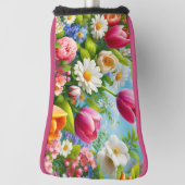 Bloemen/lente kunstwerk golfheadcover (Draai 90)