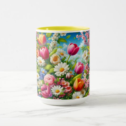 Bloemen/lente kunstwerk mok (Midden)