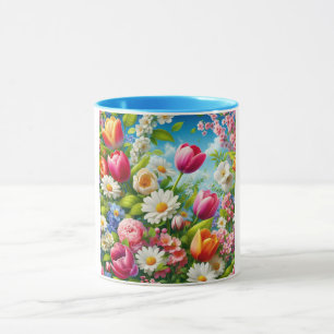 Bloemen/lente kunstwerk mok