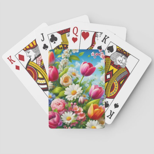 Bloemen/lente kunstwerk pokerkaarten (Achterkant)