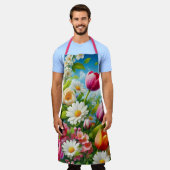 Bloemen/lente kunstwerk schort (Gedragen)