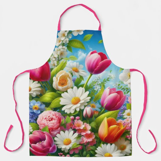 Bloemen/lente kunstwerk schort (Voorkant)