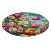 Bloemen/lente kunstwerk snijplank (Hoek)
