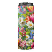 Bloemen/lente kunstwerk thermosbeker (Achterkant)
