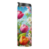 Bloemen/lente kunstwerk thermosbeker (Geroteerd rechts)