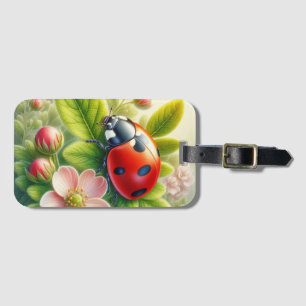 Bloemen/lente lieveheersbeestje artwork bagagelabel