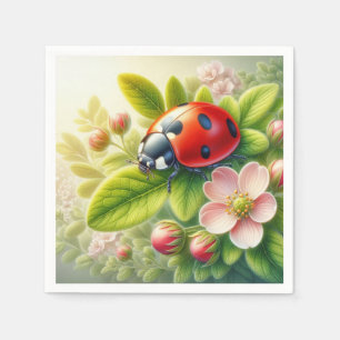 Bloemen/lente lieveheersbeestje artwork servet