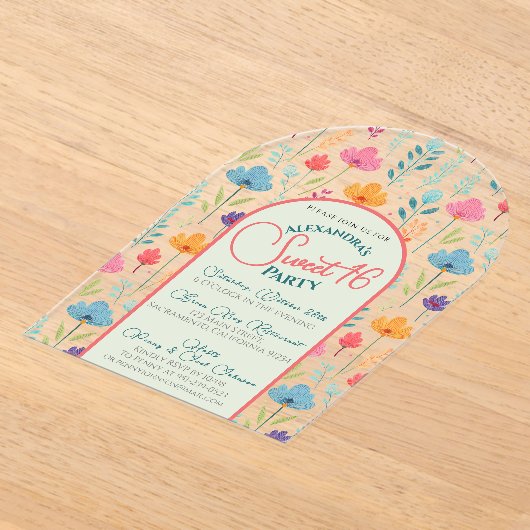 Bloemen lente zoet zestien uitnodiging transparant (Laagn)