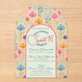 Bloemen lente zoet zestien uitnodiging transparant (Voorkant)