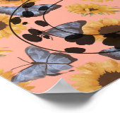 Bloemen Leopard Cheetah Zonnebloem geel en roze Poster (Hoek)