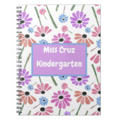Bloemen Leraar Naam/Grade Kleurrijk Notitieboek (Voorkant)