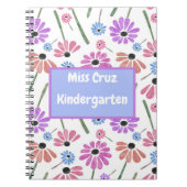 Bloemen Leraar Naam/Grade Kleurrijk Notitieboek (Voorkant)