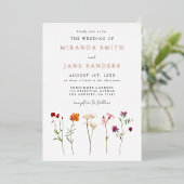 Bloemen Lesbische bruiloft Folie Uitnodiging (Staand Voorkant)