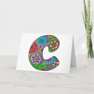 Bloemen Letter C kaart - van origineel kunstwerk