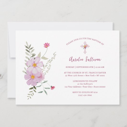 Bloemen Letters Doop Kaart (Achterkant)