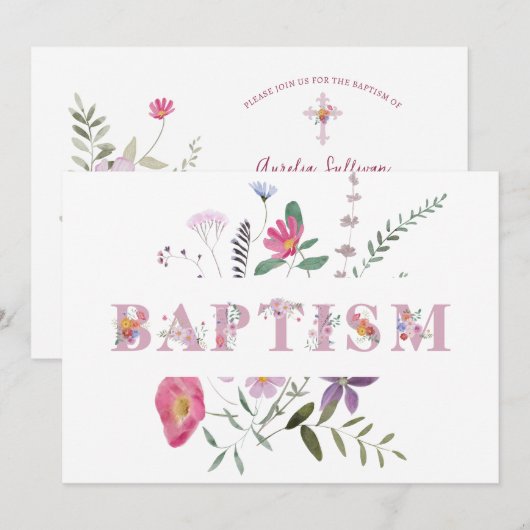 Bloemen Letters Doop Kaart (Voorkant / Achterkant)