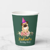 Bloemen Leuke Puppy Kids Verjaardag Papieren Bekers (Achterkant)