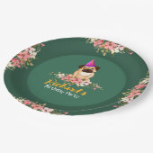 Bloemen Leuke Puppy Kids Verjaardag Papieren Bordje (Gekanteld)