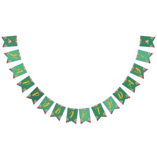 Bloemen Leuke Puppy Kids Verjaardag Vlaggetjes (Alle)