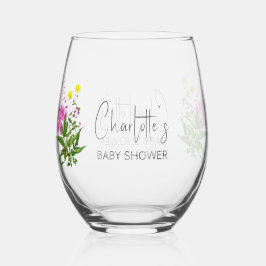 Bloemen Levendig Geel Roze Wildflower Baby shower Wijnglas Zonder Voet