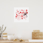 Bloemen Libel Kunst Poster (Keuken)