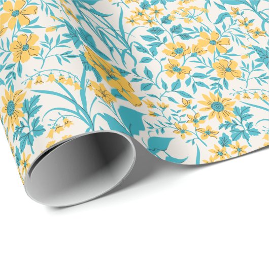  Bloemen: Liberty Motif Naadloos Cadeaupapier (Rol Hoek)