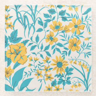  Bloemen: Liberty Motif Naadloos Glazen Onderzetter