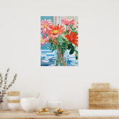 Bloemen & Licht: Een tafelblad Bloemen Verrukking Poster (Keuken)