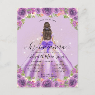 Bloemen Licht Paarse Gouden Glam Prinses Quinceane Briefkaart