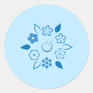 Bloemen Lichtblauwe Berry Spring Flower Ronde Sticker