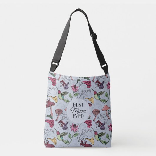 Bloemen Lichtblauwe kolibrie Tuin Beste Mam Ooit Crossbody Tas (Voorkant)