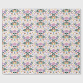Bloemen lichtroze achtergrond cadeaupapier (Vlak)