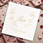  Bloemen Liefde Aangepaste Namen & Datum Folie Servetten