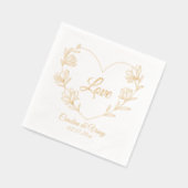  Bloemen Liefde Aangepaste Namen & Datum Folie Servetten (Links)