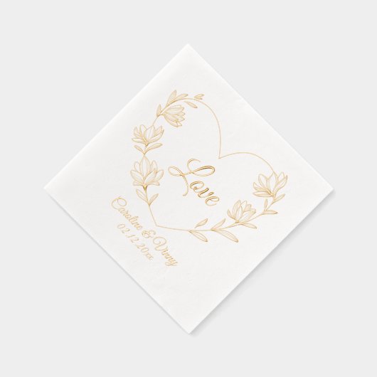  Bloemen Liefde Aangepaste Namen & Datum Folie Servetten (Rechts)