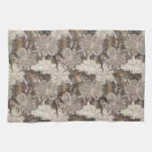 Bloemen lijn tekening grijs, wit, & hints van tan theedoek (Horizontaal)