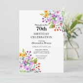 Bloemen Lijst 70e Verjaardag Fotofeestje Kaart (Staand voorkant)