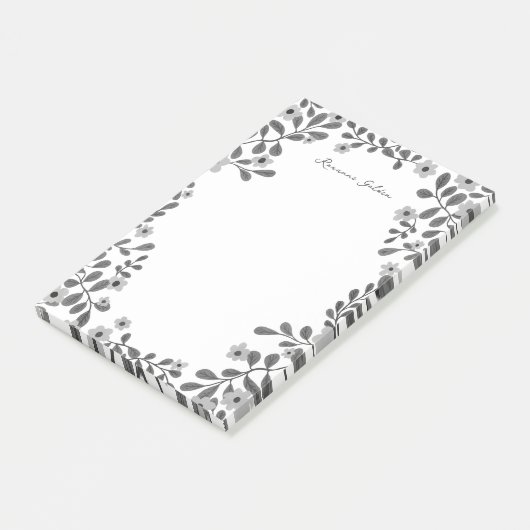  Bloemen Lijst B&W CUSTOM NAME Notitieblok Post-it® Notes (Schuin)