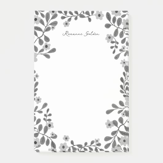 Bloemen Lijst B&W CUSTOM NAME Notitieblok Post-it® Notes (Voorkant)
