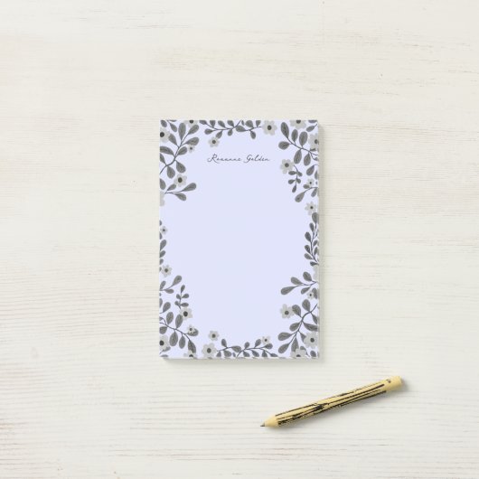  Bloemen Lijst B&W CUSTOM NAME Notitieblok Post-it® Notes (Op bureau)