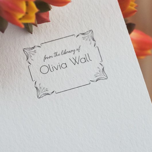 Bloemen Lijst Boekplaat Ex Libris Boekachtig Rubberstempel