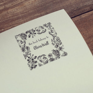  Bloemen Lijst Boekplaat Ex Libris Boekachtig Rubberstempel