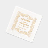 Bloemen Lijst bruid bruidegom namen bruiloft paar Folie Servetten (Links)